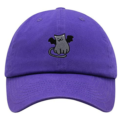 JPAK Bat-cat Premium Dad Hat Embroidered Cotton Baseball Cap Cat Kitty - color: Purple