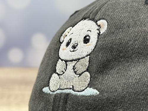 Adjustable Embroidery Animal Baseball Hat for Kid Toddler Child - color: Polorbear (Washed Black)