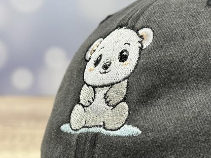 Adjustable Embroidery Animal Baseball Hat for Kid Toddler Child - color: Polorbear (Washed Black)
