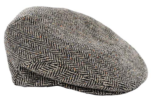 Mucros Weavers Irish Flat Cap Men Trinity Tweed Hat Driving Cap Made in Ireland - color: Gray Herringbone, size: Medium