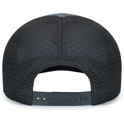 Pacific Headwear Contrast Stitch Trucker Pacflex Snapback Cap - color: Graphite/Black/Graphite