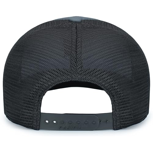 Pacific Headwear Contrast Stitch Trucker Pacflex Snapback Cap - color: Graphite/Black/Graphite