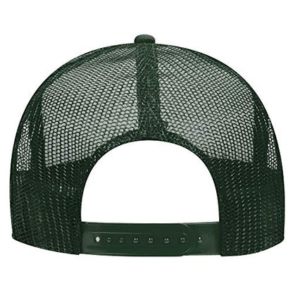 OTTO Polyester Foam Front 5 Panel High Crown Mesh Back Trucker Hat - color: Dk.grn/Wht/Dk.grn