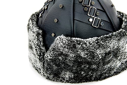 ihvan online Turkish Ottoman Bork Hat, Ertugrul Faux Leather Fur Winter Cap - color: Grey / Style-14