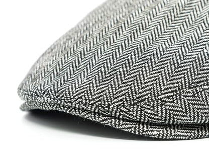 Men's Classic Patchwork Herringbone Checker Plaid Newsboy Ivy Hat Flat Cap - color: Light Grey, size: Large-X-Large