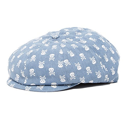 Baby Boy Ring Bearer Pageboy Scally Cap Flat Ivy Newsboy Tweed Golf Cap Hat - color: Blue Newsboy Skulls, size: 6-12 Months