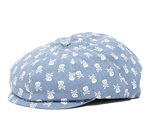 Baby Boy Ring Bearer Pageboy Scally Cap Flat Ivy Newsboy Tweed Golf Cap Hat - color: Blue Newsboy Skulls, size: 4-5T