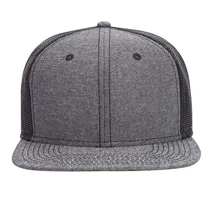 OTTO Snap 6 Panel Pro Style Cotton Blend Chambray Snapback Hat - color: Black