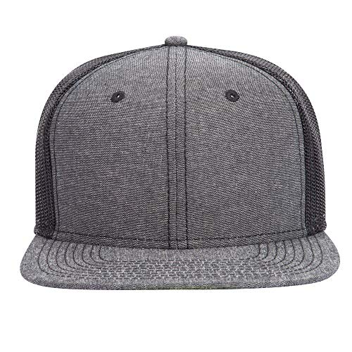 OTTO Snap 6 Panel Pro Style Cotton Blend Chambray Snapback Hat - color: Black
