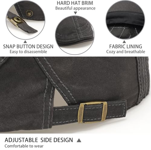 Initlove Mens Newsboy Cap Cotton Ivy Hat Beret Hats for Driving - color: A Grey