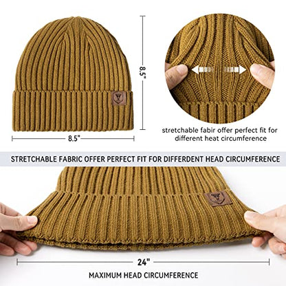 OZERO Winter Beanie for Men Women,Thermal Knit Soft Fleece Lined Hats - color: Brown