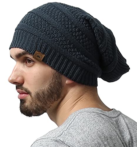 Tough Headwear Slouchy Oversized Beanie Hat - Warm Winter Hats for Women - Stretch Fit Mens Beanie - color: Dark Gray