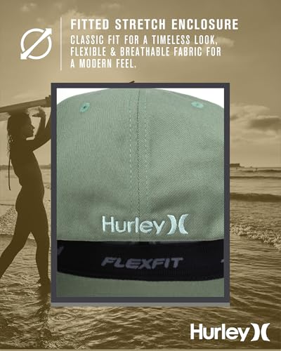 Hurley Mens Textured Fitted Baseball Cap, Moisture Wicking, Curved Brim - color: Veranda, size: Small-Medium