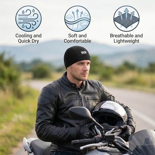 LONGLONG 2-Pack Breathable Skull Caps Helmet Liner for Motorcycle Hard Hat - color: Black+black