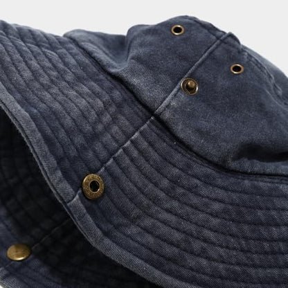 Sun Bucket Hat for Men Women Fishing Beach Safari Trendy Cotton Cowboy Cap for Golf Hiking Hunting Outdoor Boonie - color: Captain Black