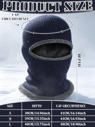 Blulu Ski Knitted Mask for Men,1 Hole - color: Navy Blue, size: Medium