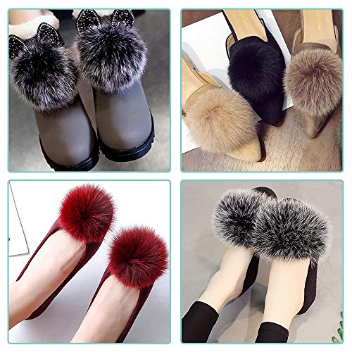 SIQUK 30 Pieces Faux Fur Pom Pom for Hats with Elastic Loop - color: Bright Color