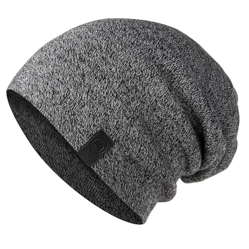 Warm Slouchy Beanie Hat - Deliciously Soft Daily Beanie in Fine Knit - color: Black and White - 1