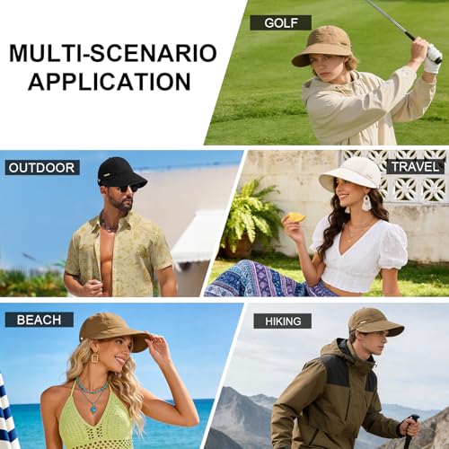 YAMEIZE Trendy Wide Brim Sun Hat - for Women Men Foldable Sun Hat Adjustable Quick Dry Beach Travel Sun Protection Outdoor - color: Beige