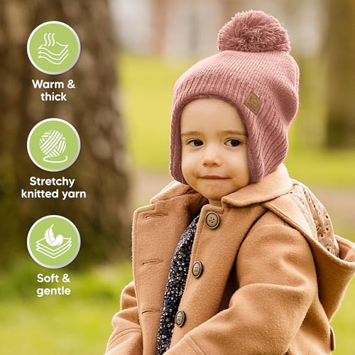 KeaBabies Baby Beanies, Winter Baby Hats for Boys, Girls (Tea Rose, 6-36M) - color: Tea Rose