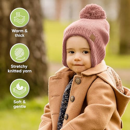 KeaBabies Baby Beanies, Winter Baby Hats for Boys, Girls (Tea Rose, 6-36M) - color: Tea Rose