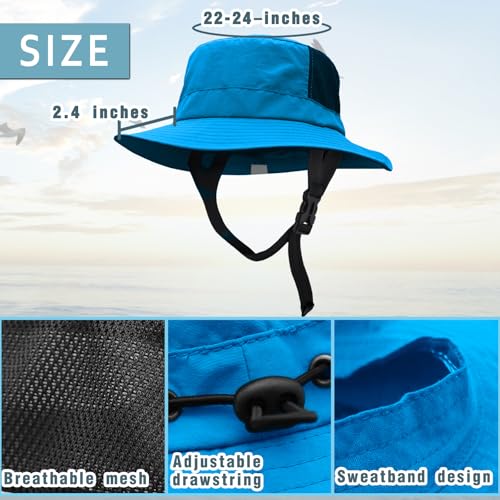 Seektop Surf Bucket Hat with UPF 50+ UV Protection, Waterproof Surfing Hat - color: Blue