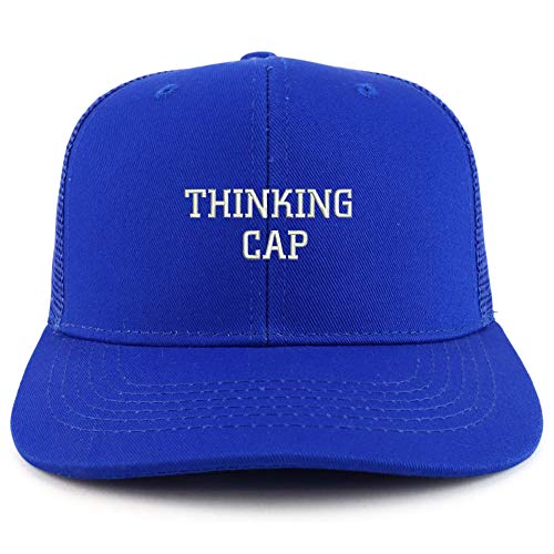 Trendy Apparel Shop Thinking Cap Washed Two Tone Trucker Baseball Cap - color: Royal Royal