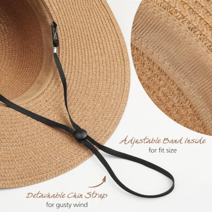 Sun Hats for Women, UPF 50+ Sun Protection, Beach Hat with Wide Brim - color: Khaki - Shell