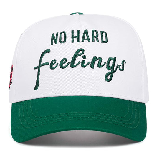 Funny Hat No Hard Feelings Trucker Hats Vintage Baseball Cap Unisex - color: White-green