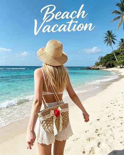 Women Straw Bucket Hat Natural Raffia Woven Sun Hat Foldable Wide Brim Summer Beach Travel Cap for Ladies - color: Brim 3.1"