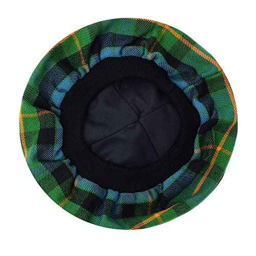 HAAUR Scottish Tammy Hat Traditional Kilt Tam o' Shatner Acrylic Wool Flat Bonnet Various Tartans with Pompom One Size - color: Ancient Gunn