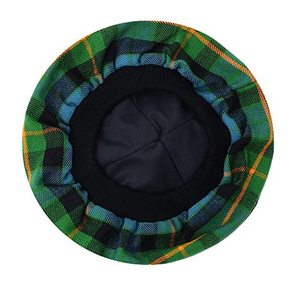 HAAUR Scottish Tammy Hat Traditional Kilt Tam o' Shatner Acrylic Wool Flat Bonnet Various Tartans with Pompom One Size - color: Ancient Gunn