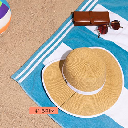 Sun 'N' Sand French Laundry Straw Sun Hats for Women - Backless, Foldable, and Packable Hat - Beach Hat for Women - 4" Brim - color: Brown