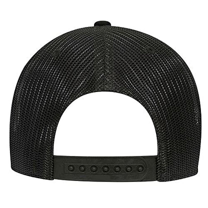 Ashen Fane 6 Panel Blend Twill Structured Low Profile Mesh Back Snapback Trucker Hat - color: Black