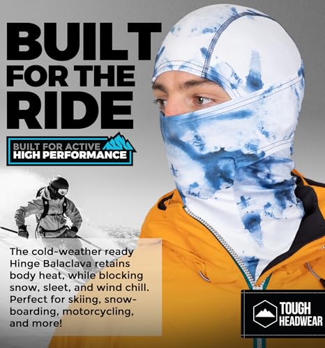 Tough Headwear Balaclava Ski Mask - Breathable Face Mask for Men - Flexible Hinge Full Face Cover - Windproof Motorcycle Gear - color: Fishing Camo (Blue/White)