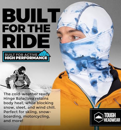Tough Headwear Balaclava Ski Mask - Breathable Face Mask for Men - Flexible Hinge Full Face Cover - Windproof Motorcycle Gear - color: Fishing Camo (Blue/White)