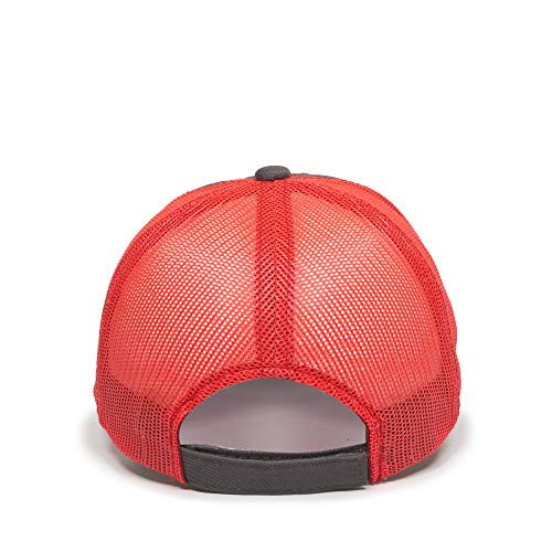 Outdoor Cap Garment Washed Meshback Cap - color: Charcoal/Neon Red