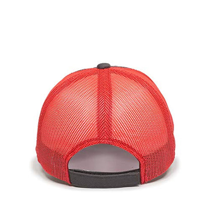 Outdoor Cap Garment Washed Meshback Cap - color: Charcoal/Neon Red
