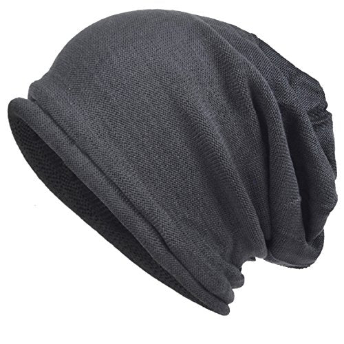 VECRY Men's Slouch Beanie Skull Cap Long Baggy Hip-Hop Winter Summer Hat - color: Roll-grey