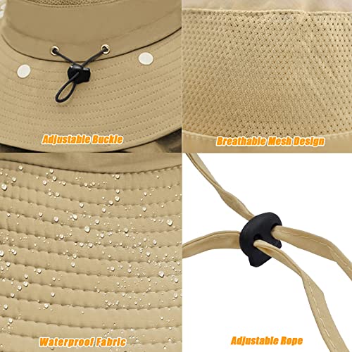 Fishing Hat for Men & Women, Sun Protection Hat with Face Cover & Neck Flap - color: Khaki