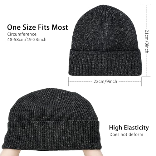 Winter Beanie Hats for Women Men Fleece Slouchy Knit Thick Beanies Warm Thermal Snow Ski Hat Gifts for Cold Weather - color: Charcoal