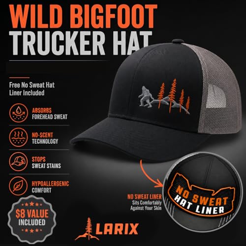 LARIX Trucker Hat Men - Snapback Cap with Breatheable Mesh Back, Hats for men, Mens Hat, Mens Trucker Hats - color: Black Gray (Wb)