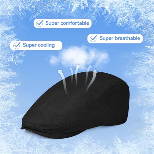 Newsboy Hats for Men Flat Cap 100% Cotton Irish Cabbie Ivy Gatsby Driving Hunting Cap Sun Hat - color: Black, size: Large