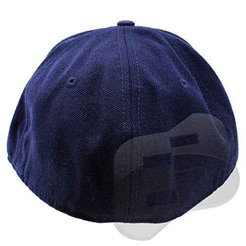 Plain Fitted Flat Bill Hat, (Solid and Neon Colors) - color: Navy, size: 7 1/8