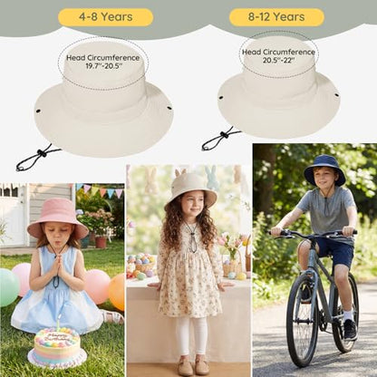 Zando Packable Kids Sun Hat UPF 50+ Girls Boys Beach Bucket Hat Summer - color: Grey, size: 8-12 Years