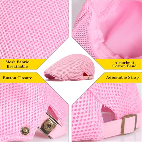 meioro Mens Breathable Mesh Summer Hat Adjustable Flat Cap Newsboy Beret Ivy Cap Irish Cabbie Fishing Hats - color: Pink
