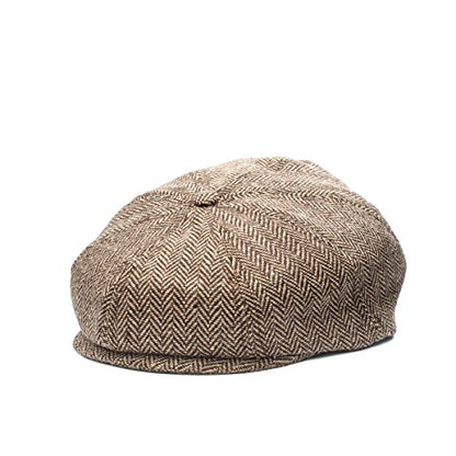 Baby Boy Ring Bearer Pageboy Scally Cap Flat Ivy Newsboy Tweed Golf Cap Hat - color: Brown Herringbone, size: 4-5T