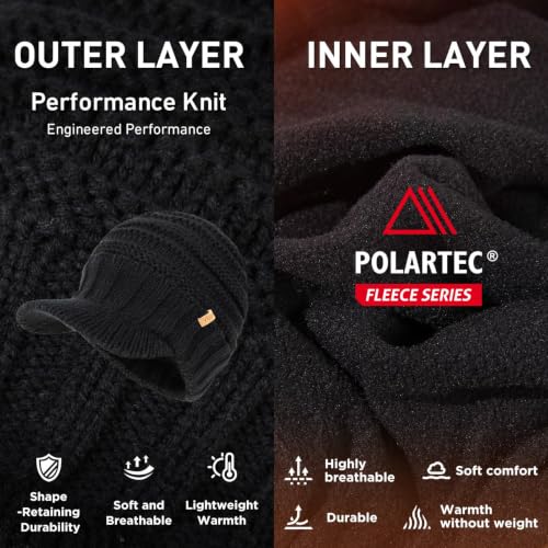 TOP-EX DryKnit Waterproof Visor Beanie for Women, Fleece Lined Winter Hat - color: Grey