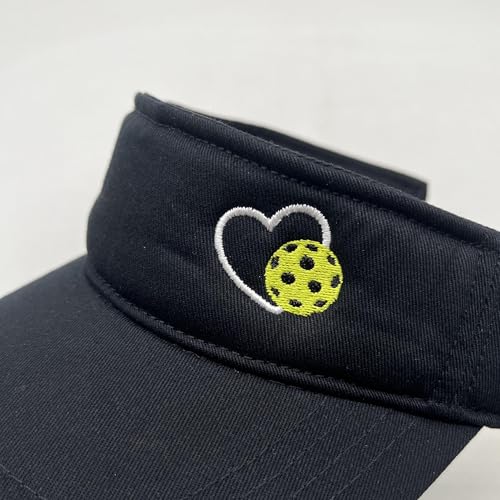 Embroidered Pickleball Visor Men Women,Gifts for Pickleball Lovers - color: Black, style: Pickleball Heart