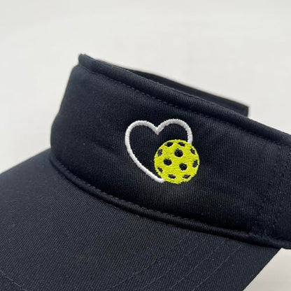 Embroidered Pickleball Visor Men Women,Gifts for Pickleball Lovers - color: Black, style: Pickleball Heart